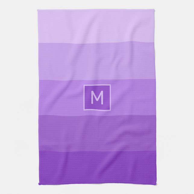 Fliederstreifen individuelles Monogramm Geschirrtuch (Vertikal)