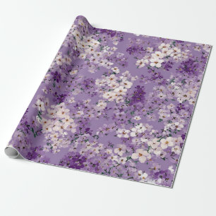 Fliederweiße Ditsy-Blumen-Pastell-Boho 70er Jahre Geschenkpapier