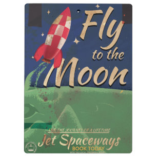 Flieg mich zum Mond Vintage-Reiseposter Klemmbrett