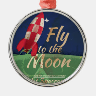 Flieg mich zum Mond Vintage-Reiseposter Ornament Aus Metall