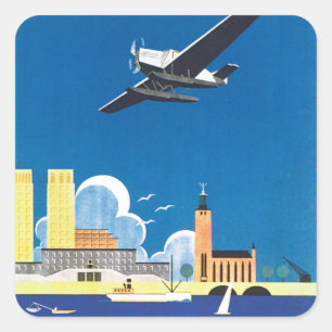 Flieg über Stockholm Quadratischer Aufkleber