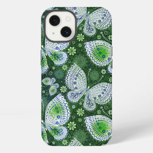 Flieg weg Paisley-Schmetterlingsdruck Grün iPhone 13 Hülle