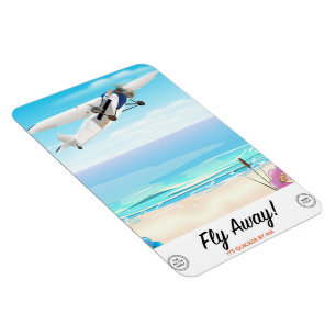 Flieg weg Vintage-Cartoon-Reiseposter Magnet