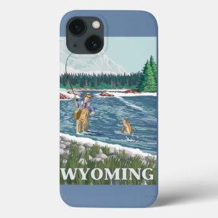 Fliege FishermanWyomingVintage Reise-Plakat iPhone 13 Hülle