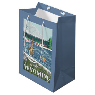 Fliege FishermanWyomingVintage Reise-Plakat Mittlere Geschenktüte