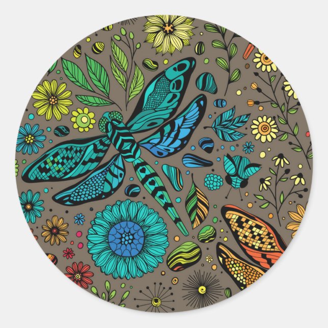 Fliege, Fliegenklingelfliege in Braun Runder Aufkleber (Vorderseite)