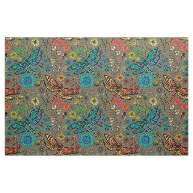 Fliege, Fliegenklingelfliege in Braun Stoff (Fat Quarter (45,7 x 55,9 cm))