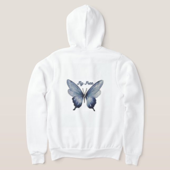 Fliege Frei – Blaue Schmetterlingskunst-Design Hoodie (AblageHinten)