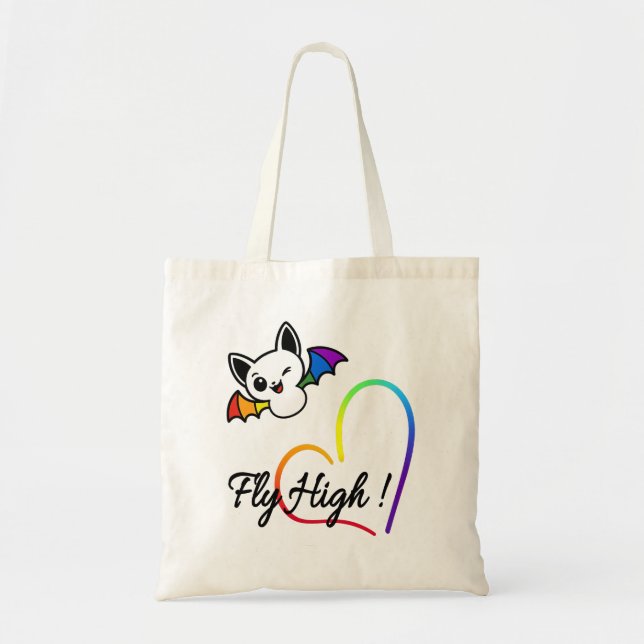 Fliege hoch! Niedlicher Little PRIDE Rainbow Bat B Tragetasche (Vorne)