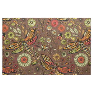 Fliege, Libelle auf Zimtbraun Stoff