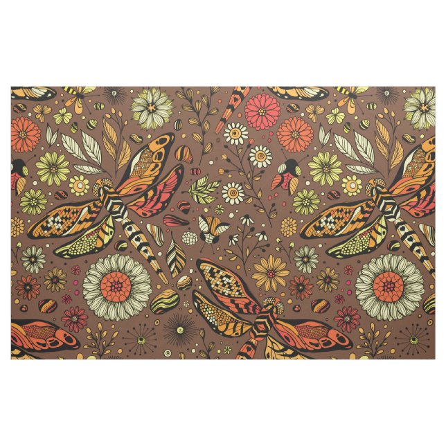 Fliege, Libelle auf Zimtbraun Stoff (Fat Quarter (45,7 x 55,9 cm))