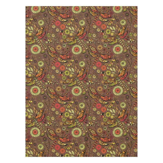 Fliege, Libelle auf Zimtbraun Tischdecke (Vorderseite)