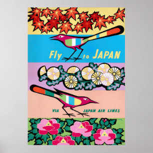Fliege nach Japan Vintage Travel Poster wiederherg