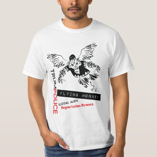 Fliegen-Affe-Zwangsverschickungs-Polizei T-Shirt (Vorderseite)