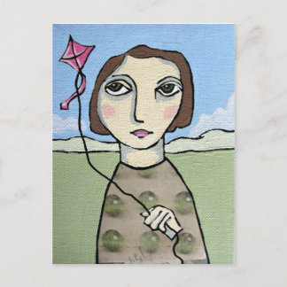 Fliegen eines Drachen Postkarte