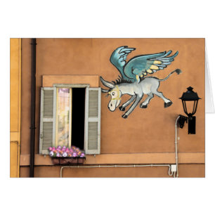 Fliegen-Esel-Cartoon-Karte