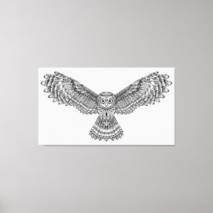 Fliegen-Eule Zendoodle 6 Leinwanddruck