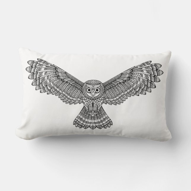 Fliegen-Eule Zendoodle Lendenkissen (Vorderseite)