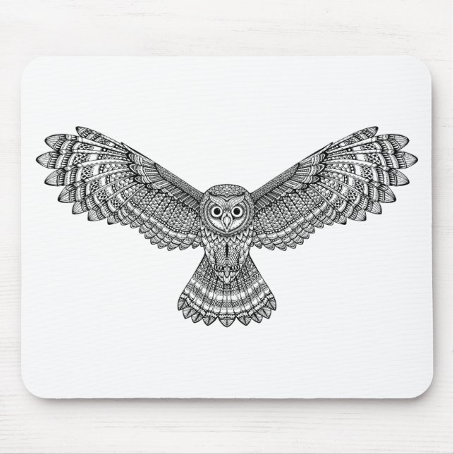 Fliegen-Eule Zendoodle Mousepad (Vorne)