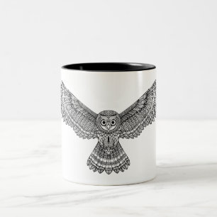 Fliegen-Eule Zendoodle Zweifarbige Tasse