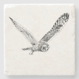 Fliegen-Eulen-Illustrations-Stein-Untersetzer Steinuntersetzer
