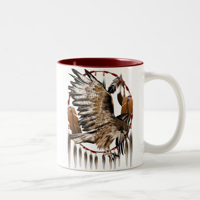 Fliegen-Falke Dreamcatcher Tasse (Rechts)