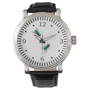 Fliegen fest im Uhr-Gag Armbanduhr