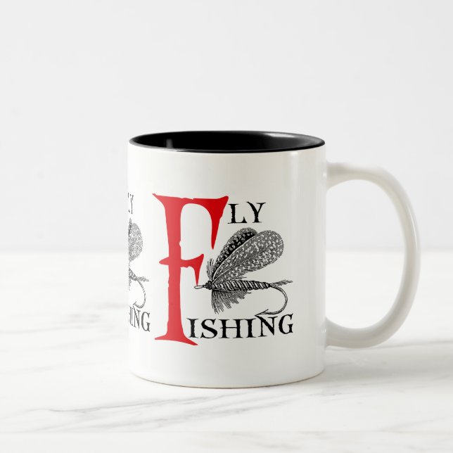 Fliegen-Fischen mit Fischen-Köder Zweifarbige Tasse (Rechts)