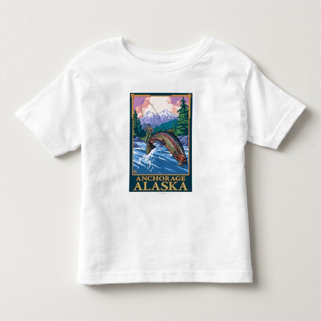 Fliegen-Fischen-Szene - Anchorage, Alaska Kleinkind T-shirt (Vorderseite)
