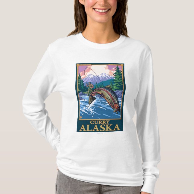 Fliegen-Fischen-Szene - Curry, Alaska T-Shirt (Vorderseite)