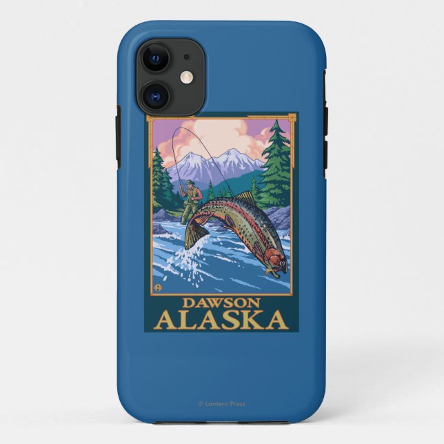 Fliegen-Fischen-Szene - Dawson, Alaska Case-Mate iPhone Hülle (Rückseite)