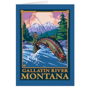 Fliegen-Fischen-Szene - Gallatin-Fluss, Montana