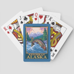 Fliegen-Fischen-Szene - Ketchikan, Alaska Spielkarten