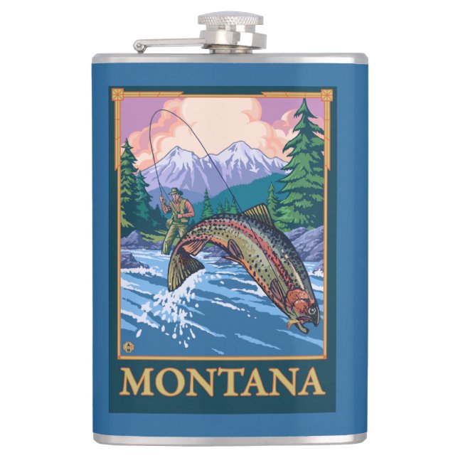 Fliegen-Fischen-Szene - Montana Flachmann (Vorderseite)