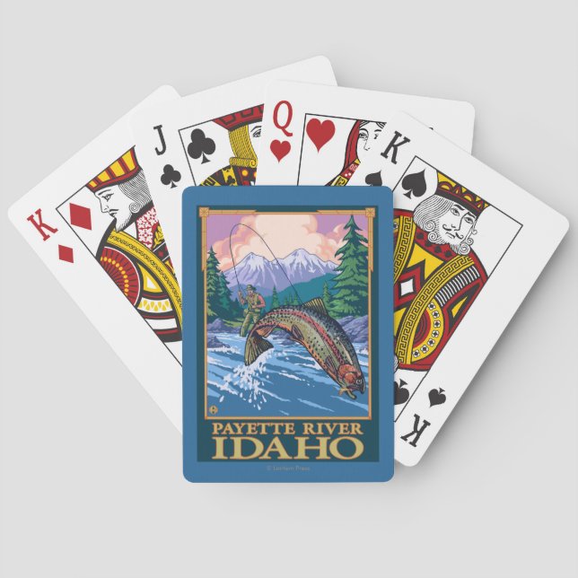Fliegen-Fischen-Szene - Payette Fluss, Idaho Spielkarten (Rückseite)