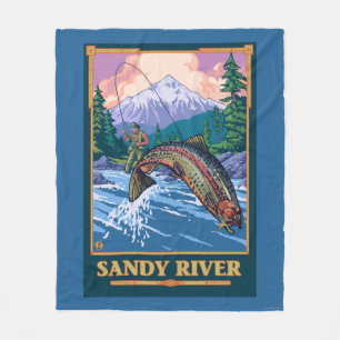 Fliegen-Fischen-Szene - Sandy-Fluss, Oregon Fleecedecke