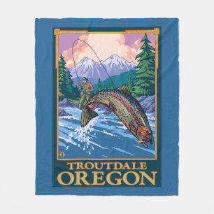 Fliegen-Fischen-Szene - Troutdale, Oregon Fleecedecke