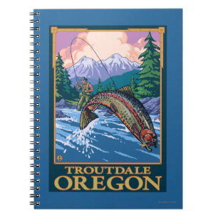 Fliegen-Fischen-Szene - Troutdale, Oregon Notizblock