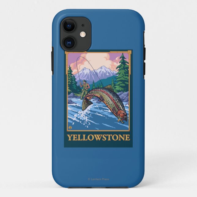 Fliegen-Fischen-Szene - Yellowstone Nationalpark Case-Mate iPhone Hülle (Rückseite)