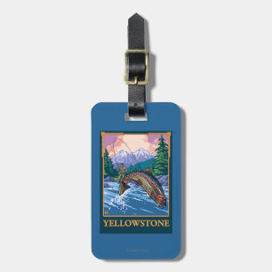 Fliegen-Fischen-Szene - Yellowstone Nationalpark Gepäckanhänger