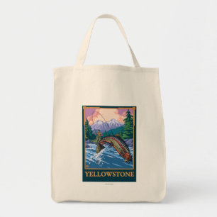 Fliegen-Fischen-Szene - Yellowstone Nationalpark Tragetasche