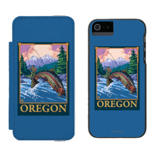 Fliegen-Fischen-Szenen-Vintages Reise-Plakat Incipio Watson™ iPhone 5 Geldbörsen Hülle