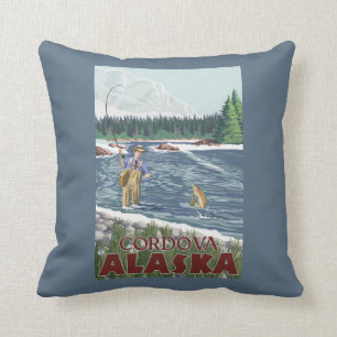 Fliegen-Fischer - Cordova, Alaska Kissen