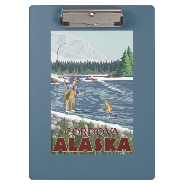 Fliegen-Fischer - Cordova, Alaska Klemmbrett (Vorderseite)