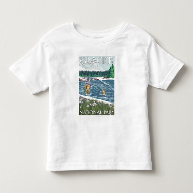 Fliegen-Fischer - Glacier Nationalpark, M.Ü. Kleinkind T-shirt (Vorderseite)