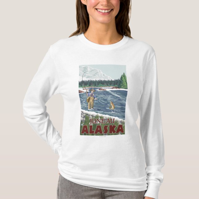 Fliegen-Fischer - Juneau, Alaska T-Shirt (Vorderseite)