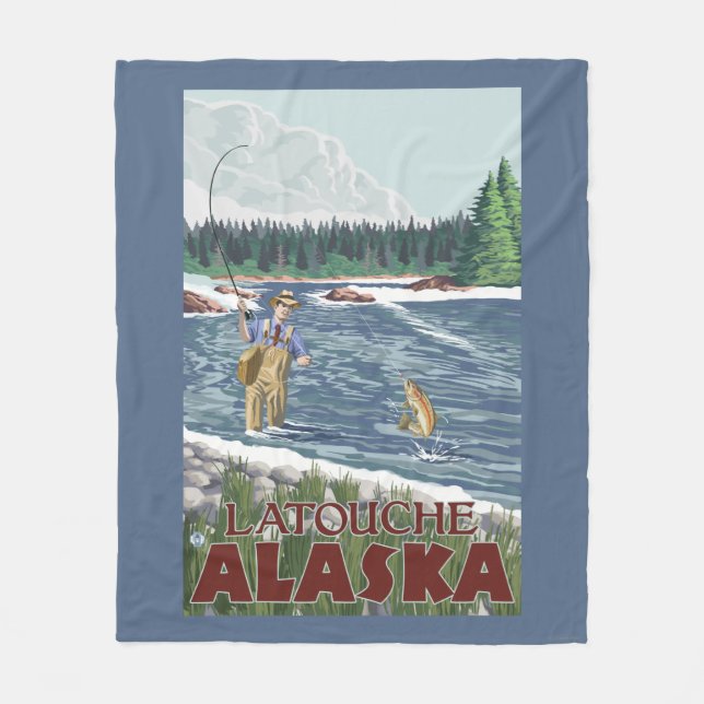Fliegen-Fischer - Latouche, Alaska Fleecedecke (Vorderseite)