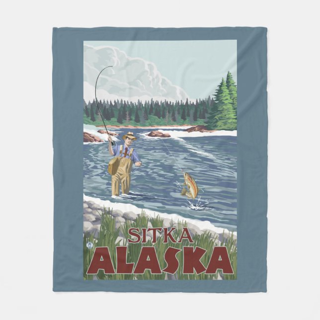 Fliegen-Fischer - Sitka, Alaska Fleecedecke (Vorderseite)