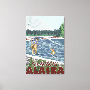 Fliegen-Fischer - Skagway, Alaska Leinwanddruck