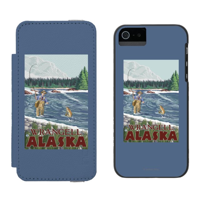 Fliegen-Fischer - Wrangell, Alaska Incipio iPhone Geldbeutel-Hülle (Seite an Seite)